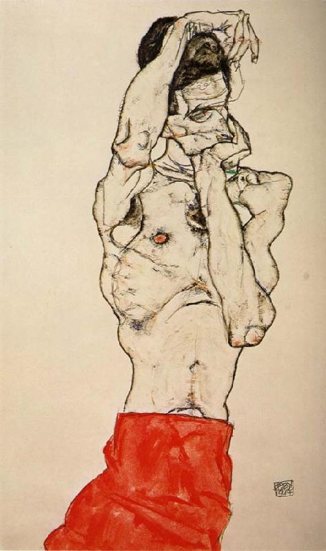 Egon Schiele Male nude with a Red Loincloth